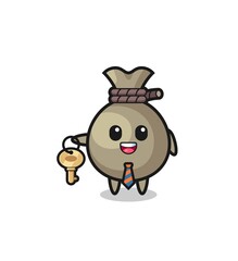 cute money sack as a real estate agent mascot