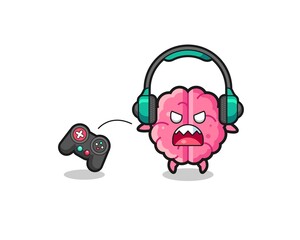 brain gamer mascot is angry