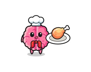 brain fried chicken chef cartoon character