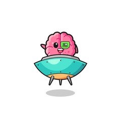 brain cartoon riding a future spaceship