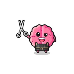 brain character as barbershop mascot