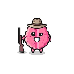 brain hunter mascot holding a gun