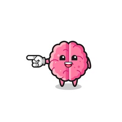 brain cartoon with pointing left gesture