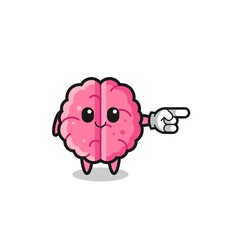 brain mascot with pointing right gesture