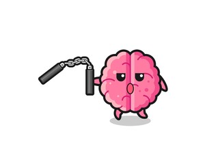 cartoon of brain using nunchaku