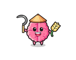 brain Asian farmer holding paddy