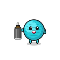 the cute exercise ball as a graffiti bomber