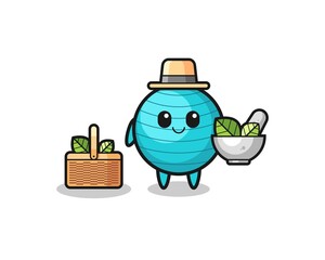exercise ball herbalist cute cartoon