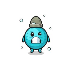 cute cartoon exercise ball with shivering expression