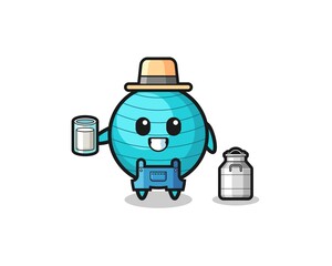 exercise ball cartoon as the dairy farmer