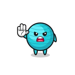 exercise ball character doing stop gesture