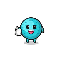 exercise ball mascot doing thumbs up gesture