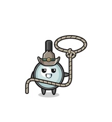 the magnifying glass cowboy with lasso rope