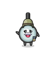 cute magnifying glass as veteran cartoon