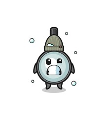 cute cartoon magnifying glass with shivering expression