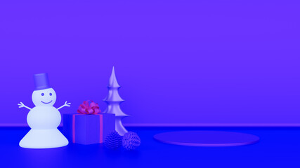 Colorful elements and product presentation podium with a purple color background
