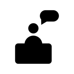 Lecture man silhouette. Public speaker. Speech frame. Black shape. Business concept. Vector illustration. Stock image. 