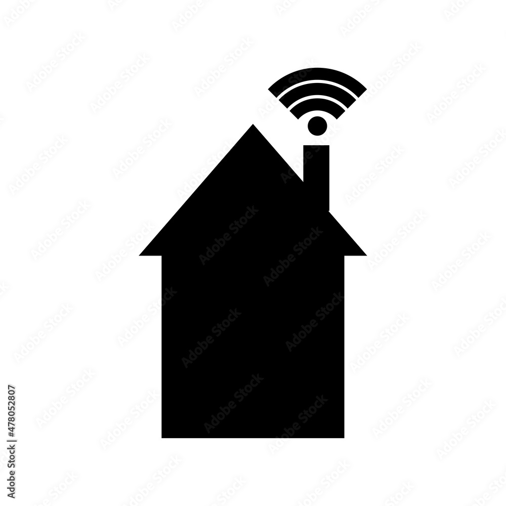 Poster home with wifi. house network icon. communication technology. silhouette element. vector illustratio