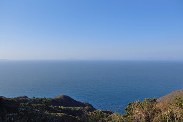 志々伎山登山「登山道から望む海と五島列島」