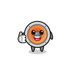 loudspeaker mascot doing thumbs up gesture