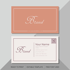 minimal typography business card template design