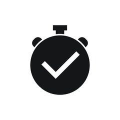 Check mark on clock icon design isolated on white background