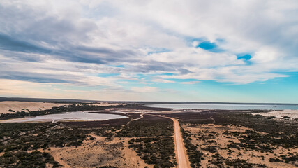 Fototapeta na wymiar Drone shot of Lake Macdonnell near Cactus Beach South Australia