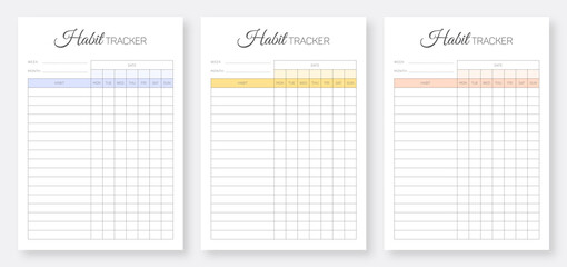 Habit tracker template. Habits Tracker printable template. Habit planner template set. Minimalist planner template set.