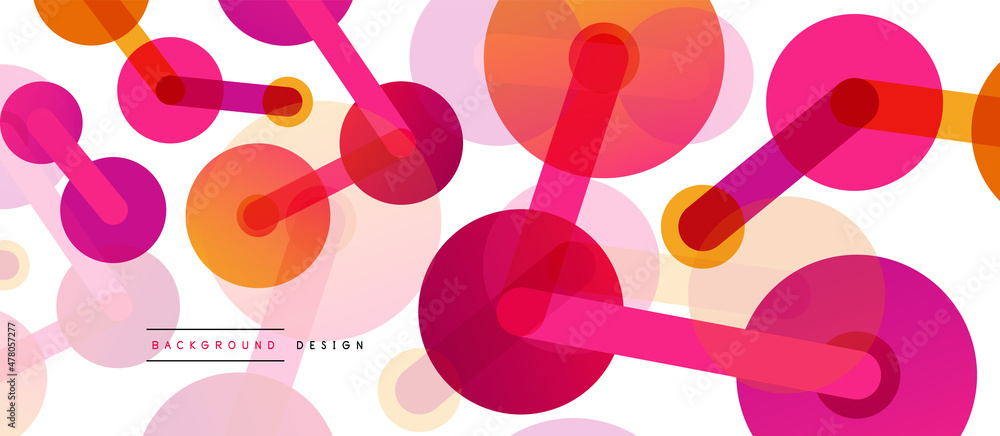 Poster line points connections geometric abstract background. circles connected by lines. trendy techno bus