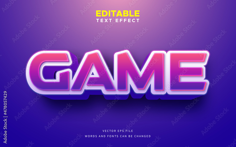 Poster game text effect. editable 3d font style perfect for logotype, heading or title