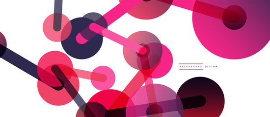 Abstract background. Round dots connected by lines. Trendy techno business template for wallpaper, banner, background or landing