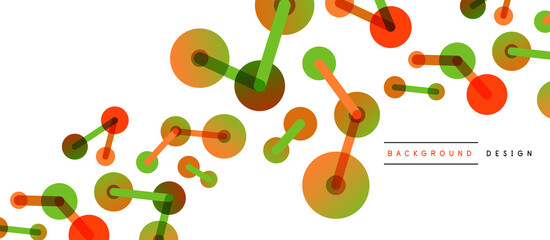 Line points connections geometric abstract background. Circles connected by lines. Trendy techno business template for wallpaper, banner, background or landing