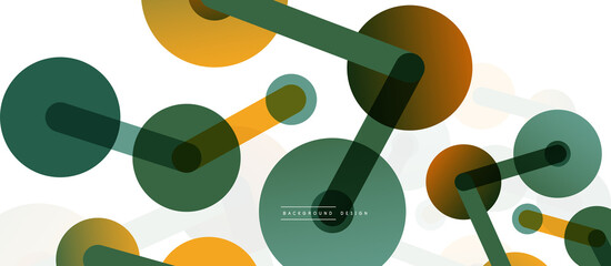 Abstract background. Round dots connected by lines. Trendy techno business template for wallpaper, banner, background or landing