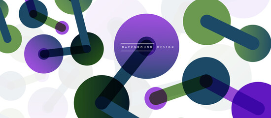 Line points connections geometric abstract background. Circles connected by lines. Trendy techno business template for wallpaper, banner, background or landing