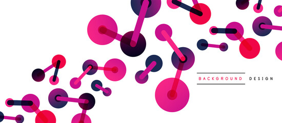 Line points connections geometric abstract background. Circles connected by lines. Trendy techno business template for wallpaper, banner, background or landing