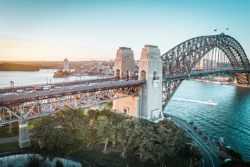 Vlies Fototapete Sydney Harbour Bridge Drohnenaufnahme der Sydney Harbour Bridge