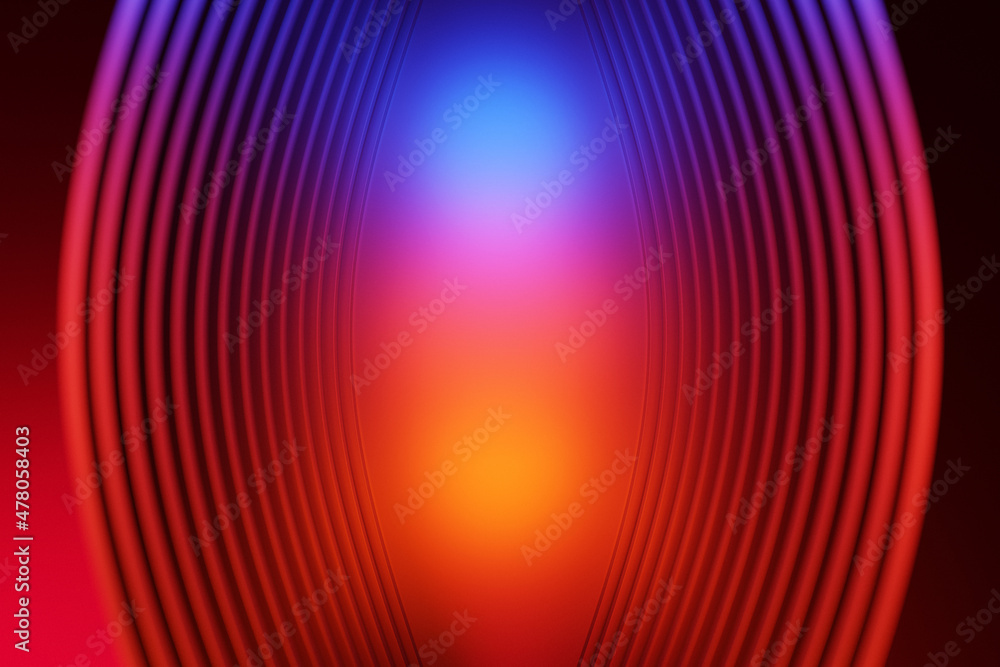 Poster 3d illustration of a classic blue and orange abstract gradient background with lines. print from the