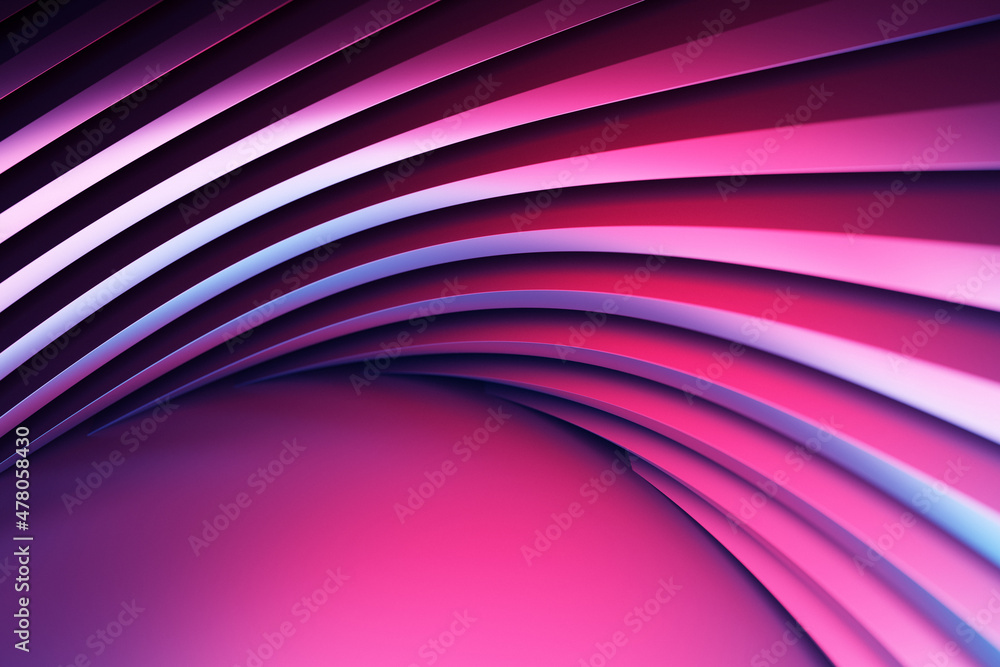 Aufkleber 3d illustration of a classic pink abstract gradient background with lines. print from the waves. mod