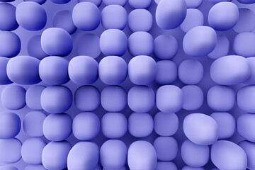 3d illustration of purple balls.Set of squares on monocrome background, pattern. Geometry  background