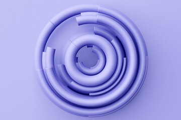 Fototapeta na wymiar 3D rendering abstract very purple round fractal, portal. Colorful round spiral.