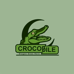 Crocodile logo design vector Illustration, emblem 