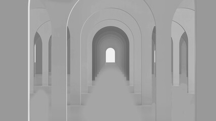 architectural corridor with empty walls 3d illustration Architecture