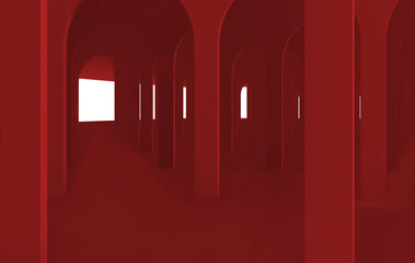 architectural corridor with empty walls 3d illustration Architecture