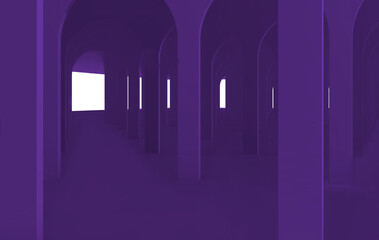 architectural corridor with empty walls 3d illustration Architecture