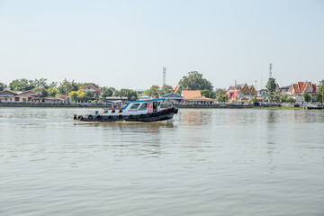 The tugboat is moving in the Chao Phraya river, Thailand