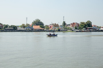 The Speed boat Ship is moving in the Chao Phraya river, Thailand