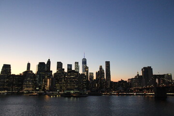 Fototapeta na wymiar New York Skyline in 2017 sunset and night