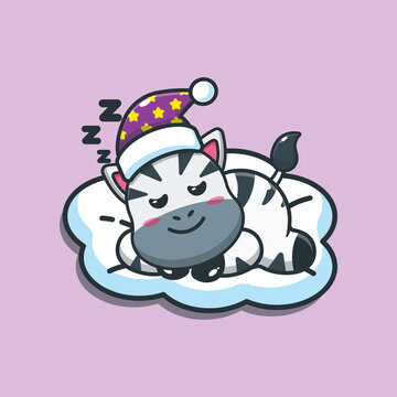 Cute zebra sleep. Cute cartoon animal illustration. Cute cartoon animal illustration.