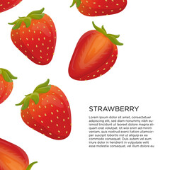 Strawberry vector illustration. Card or banner with strawberry. Isolated on white background.