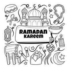 Hand Drawn lineal islamic Ramadan kareem